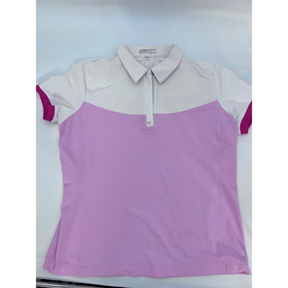 Nike Golf Fit Dry Polo‎ Shirt Womens Large L Lavender White Colorblock